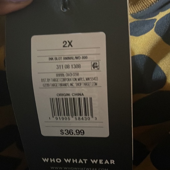 Who What Wear golden mustard and black print dress. Size 2x - Picture 5 of 5
